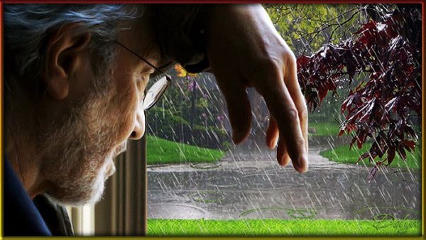 Мужчина у окна дождь