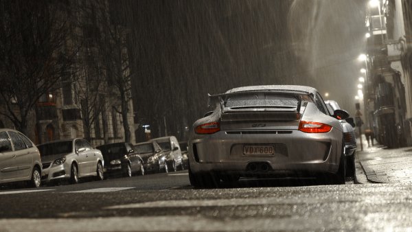 Порше 911 дождь