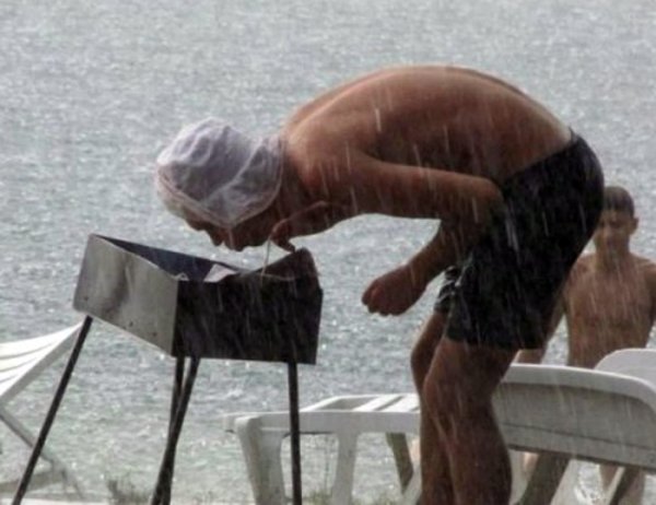 Шашлык под дождем