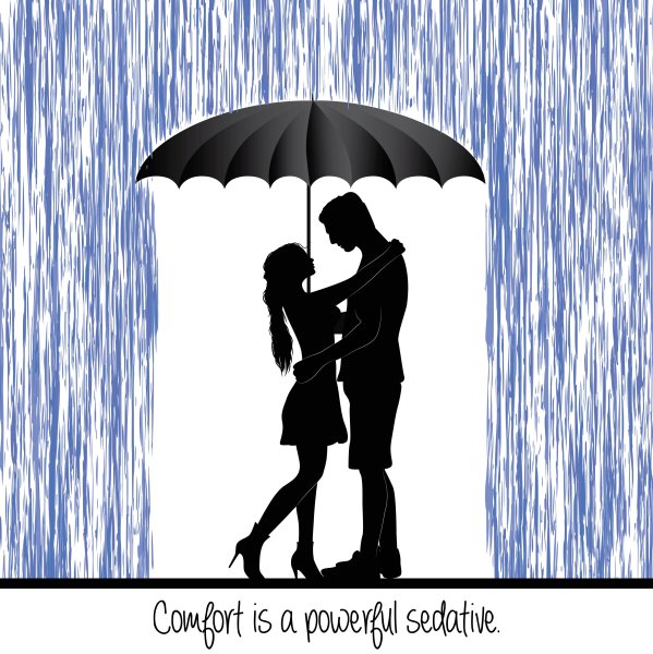 Силуэт мужчины и женщины под зонтом