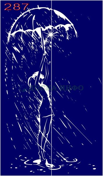 Девушка под зонтом под дождем силуэт