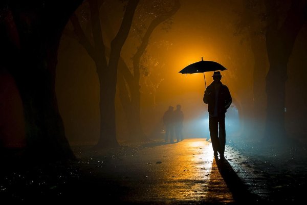 Парень под зонтом