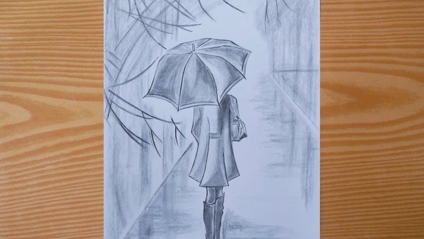 Осенний дождь рисунок карандашом