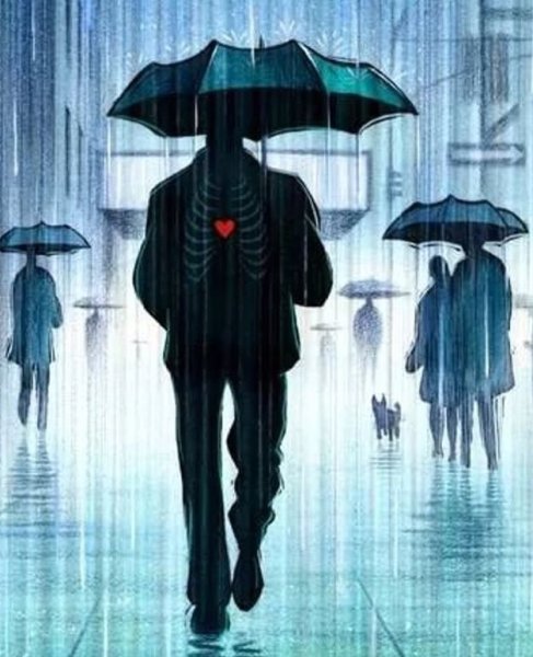 Человек с зонтом арт