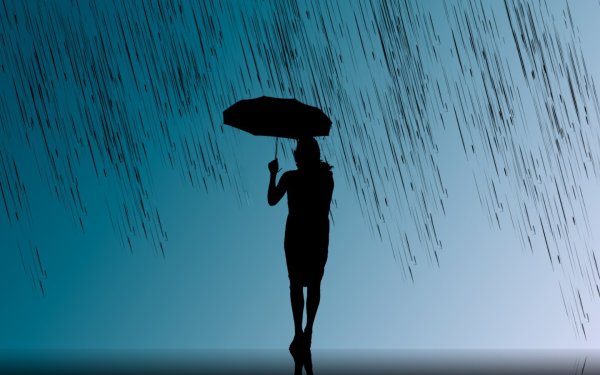 Силуэт девушки под зонтом