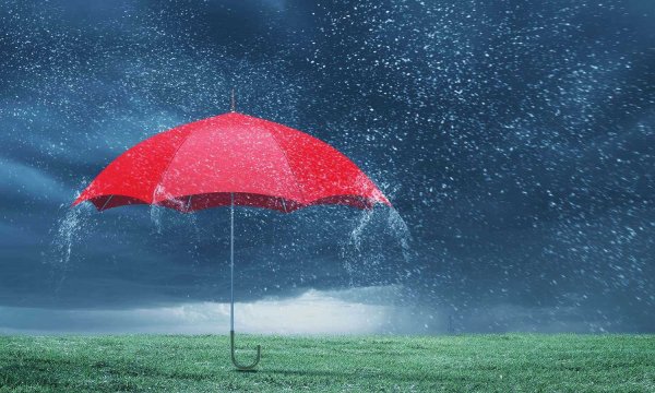 Зонтик под дождем