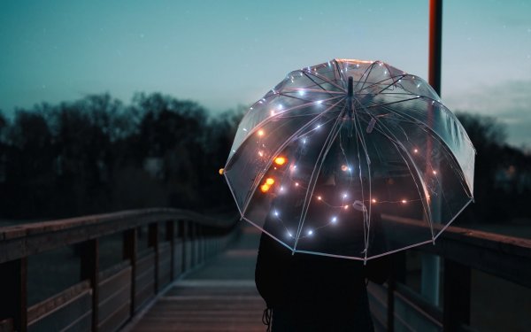 Девушка под прозрачным зонтиком
