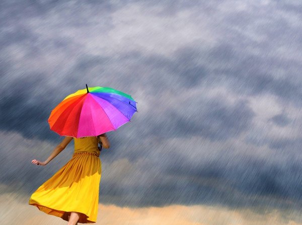Радужный зонт дождь