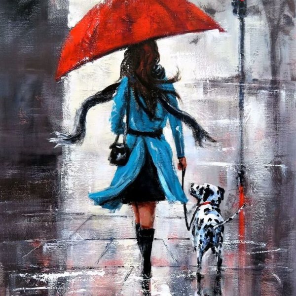 Женщина с красным зонтом