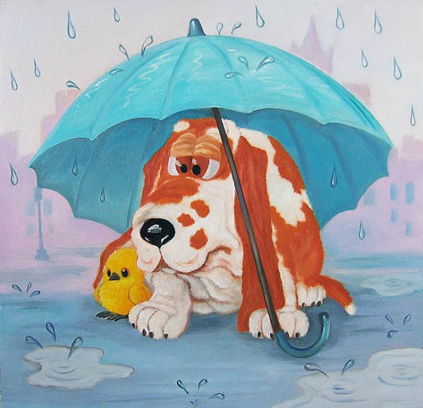 Собака под зонтом