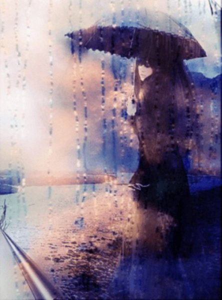 Девушка под зонтом грусть дождь