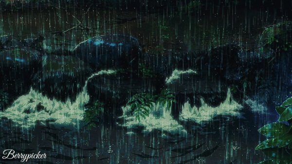 Ливень в лесу ночью