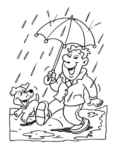 Раскраска осенний дождь