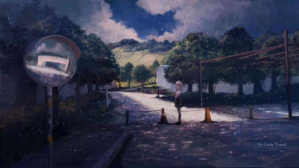 Аниме пейзажи с людьми