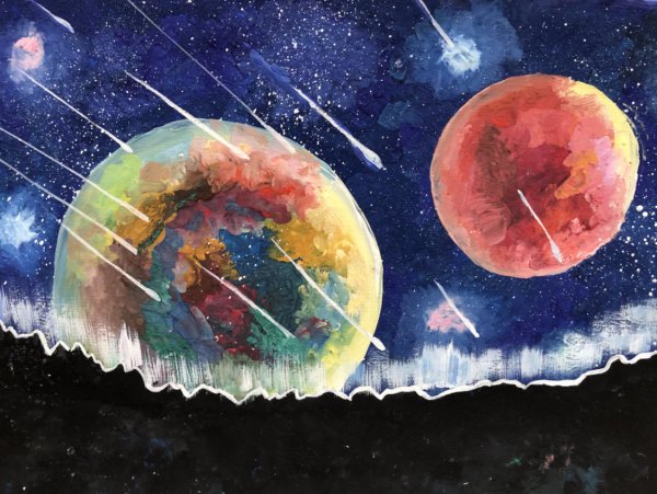 Космический дождь рисунок