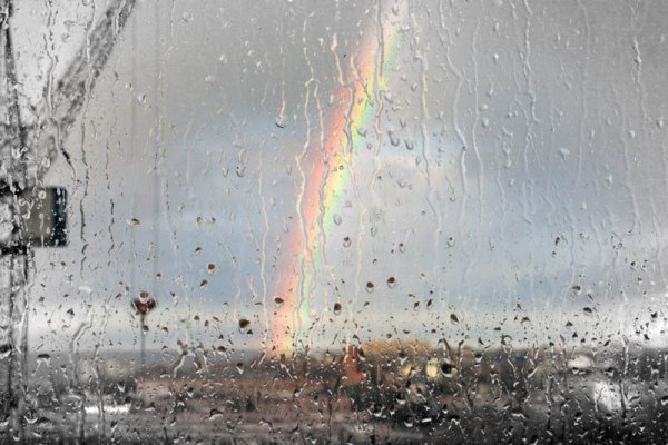 Радуга в каплях дождя