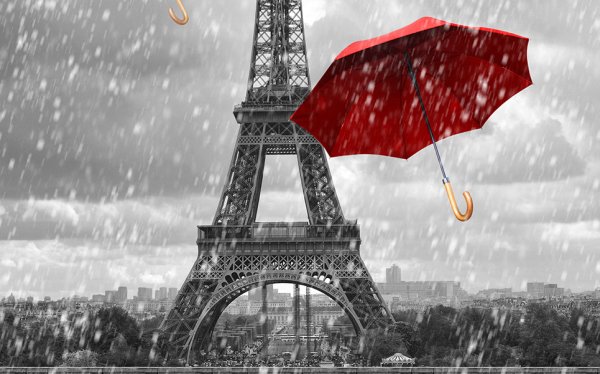 Фотообои красный зонт в Париже