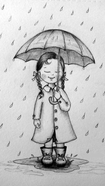 Картинки девушка с зонтом под дождем срисовки (64 фото)