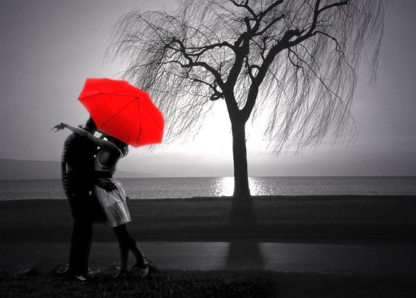 Любовь красный зонт