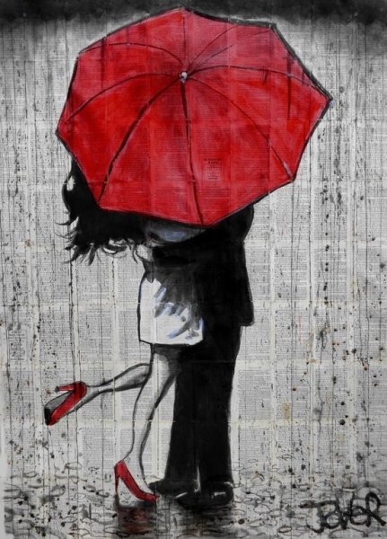 Девушка с красным зонтом