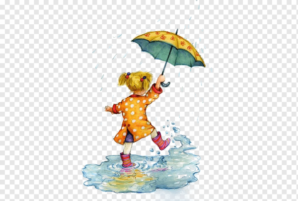 Девочка под зонтиком лужи