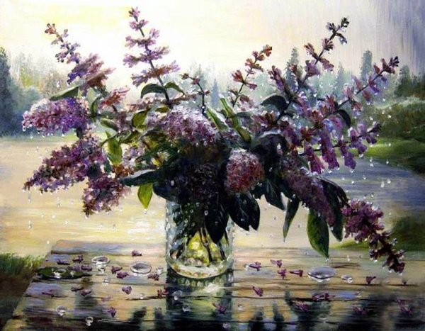 Сирень под дождем