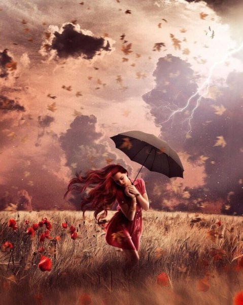 Девушка в поле фэнтези