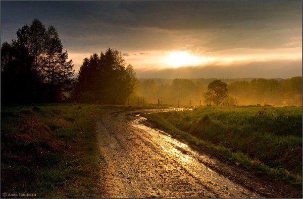 Проселочная дорога вечером