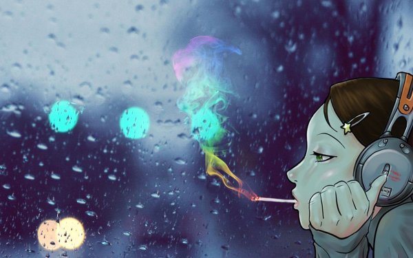 Курящая девушка арт