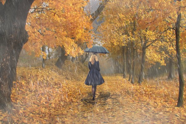 Девушка уходящая в осень