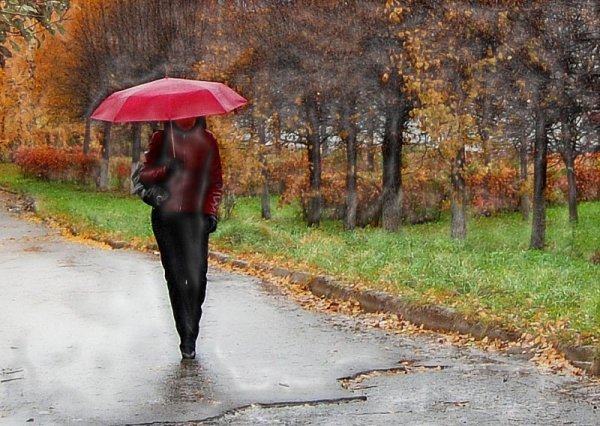 Человек с зонтом осень