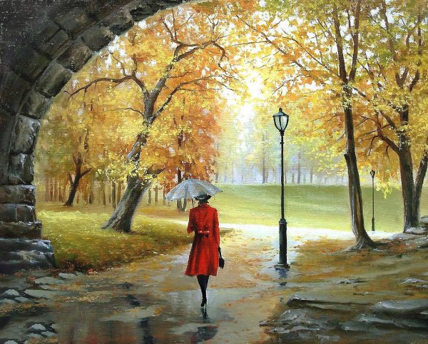 Прогулка в парке живопись