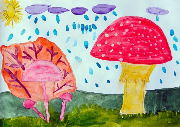 Рисование грибной дождь