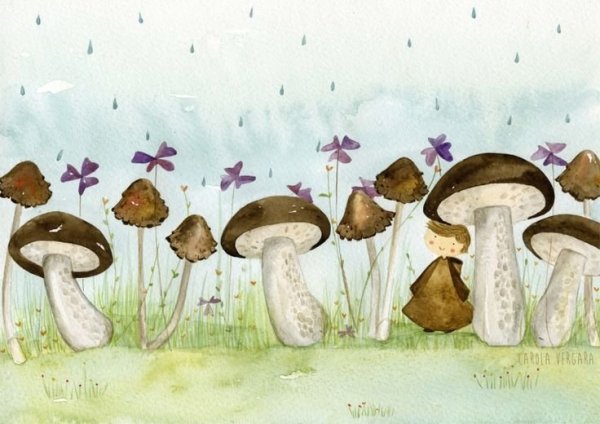 Рисование грибной дождь