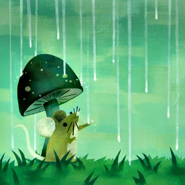 Рисование грибы под дождем