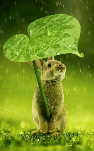 Кролик под дождем