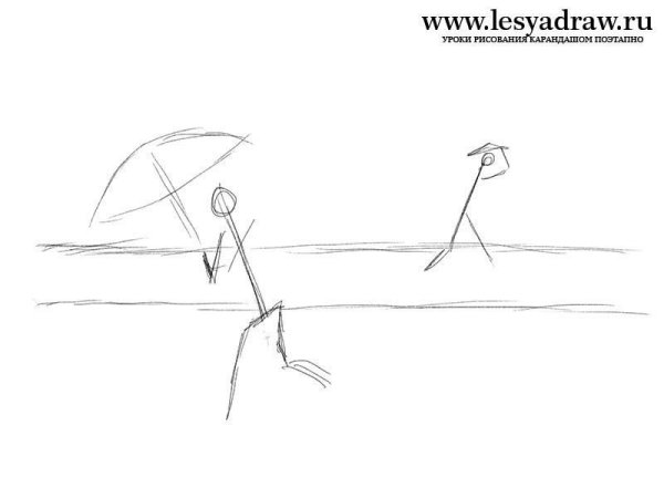 Человек под дождем рисунок карандашом