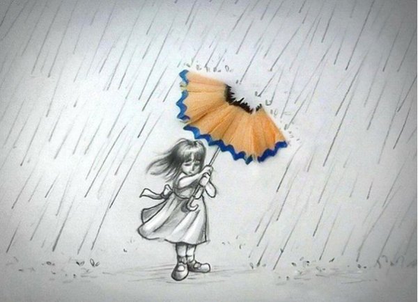 Дождь рисунок карандашом