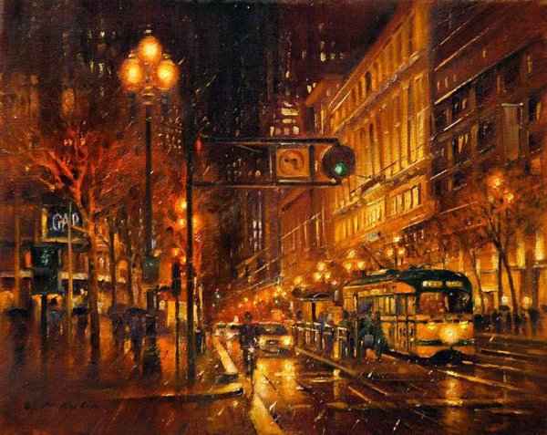 Вечер в городе картина