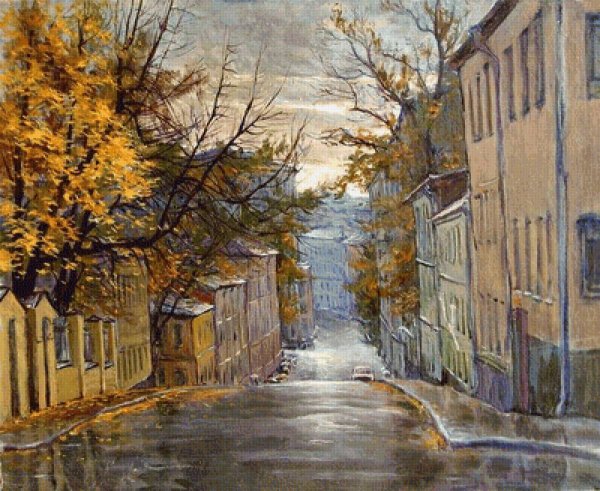 Осень, переулок. Художник Владимир Качанов.