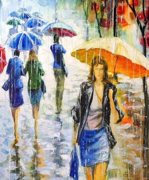 Рыжая девушка под зонтом