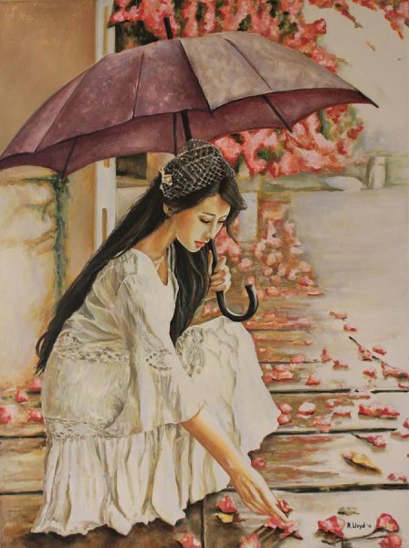 Человек с зонтом рисунок