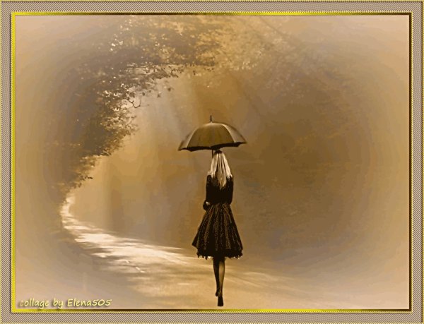 Уходящая женщина с зонтом