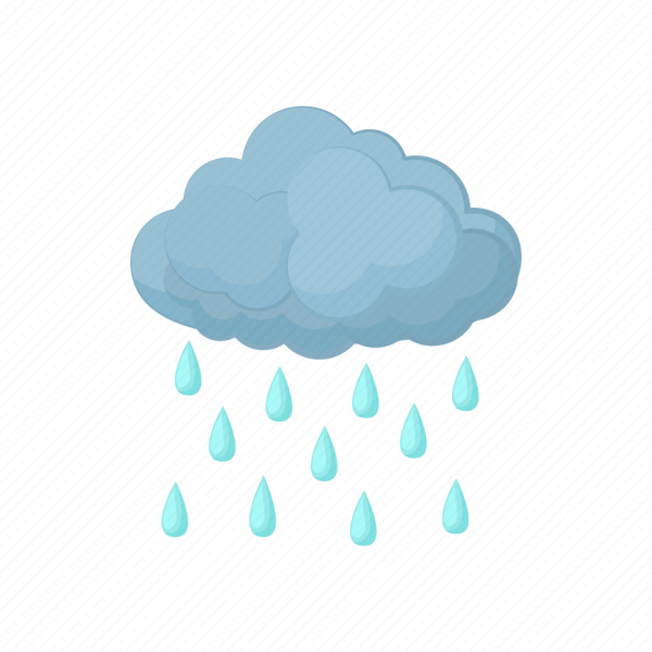 Тучка с дождиком на белом фоне