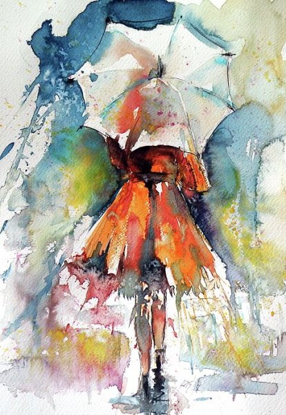 Абстрактная живопись с зонтом