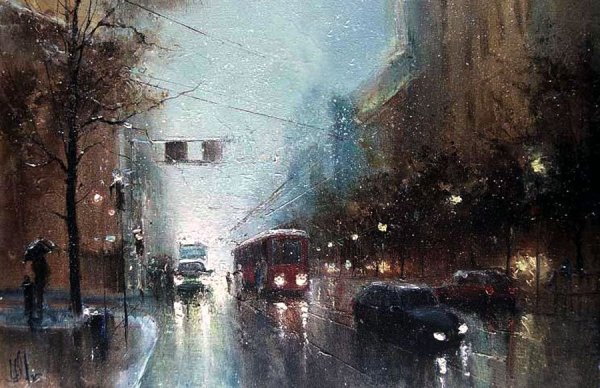 Дождливый город маслом