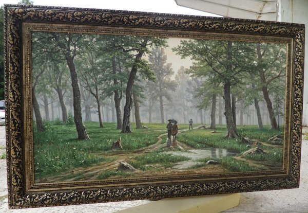 Вышивание Шишкин дождь в Дубовом лесу