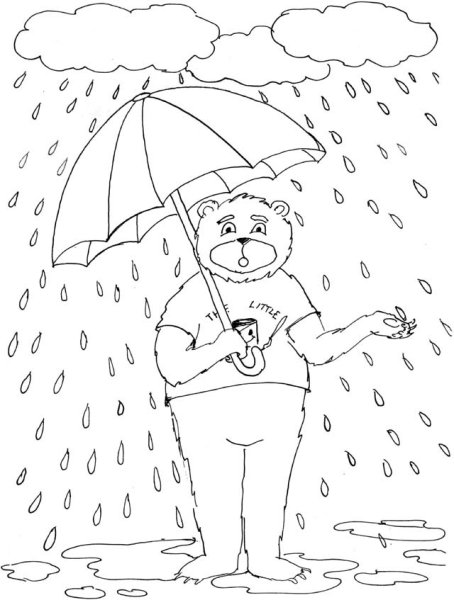 Раскраска дождик и зонтик