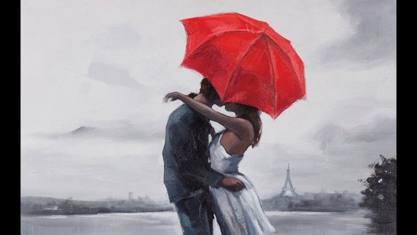 Влюбленные под зонтом