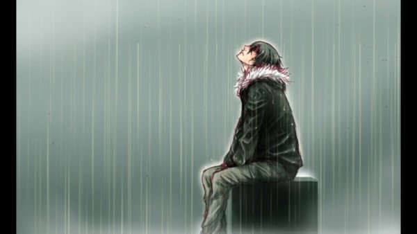 Одинокий парень под дождем